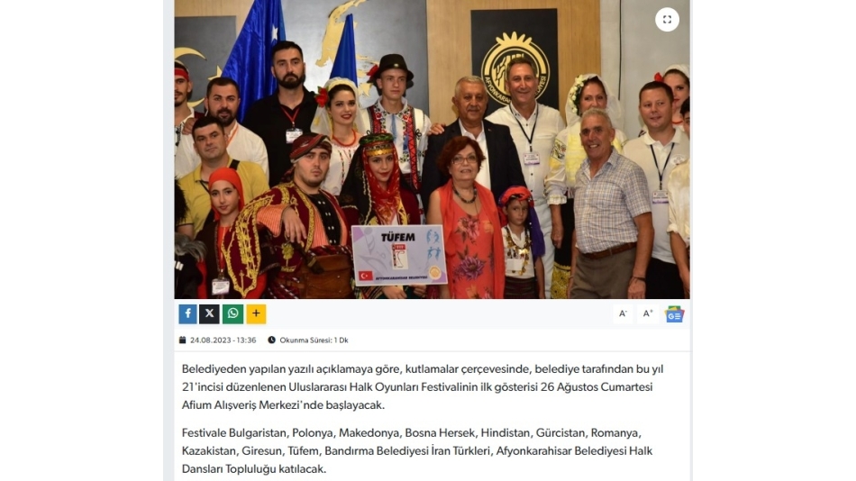 TÜFEM Uluslararası Festivalde!